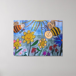 Honungsbin & Flowers Canvas Art
