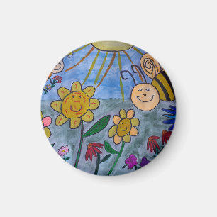 Honungsbin & Flowers Magnet