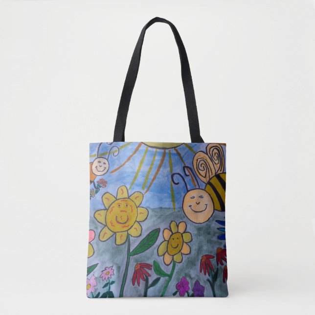 Honungsbin & Flowers Tote Bag Tygkasse (Framsida)