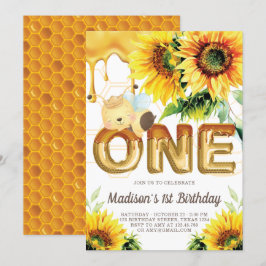 Honungsbin, första födelsedag inbjudningar