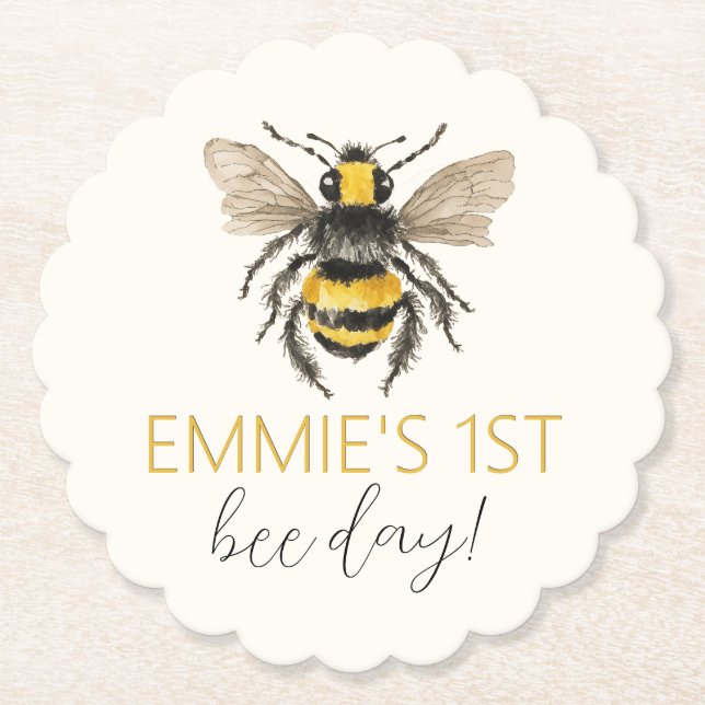 Honungsbin Första födelsedagen Underlägg Papper (Framsida)