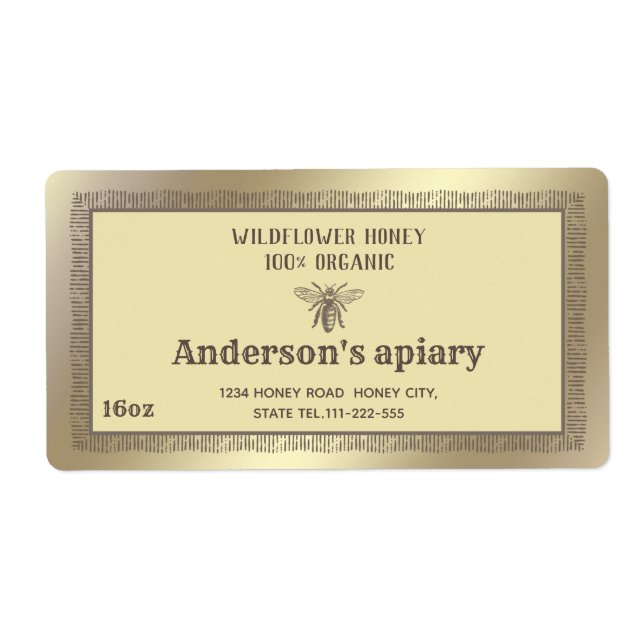 honungsbin från vintage guld fraktsedel (Framsidan)