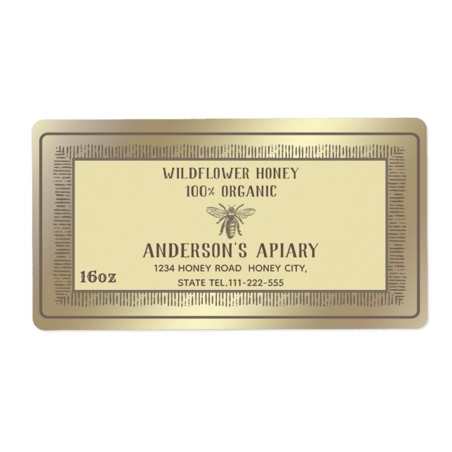 honungsbin från vintage guld fraktsedel (Framsidan)