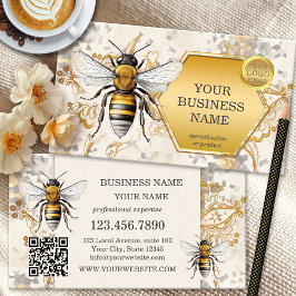 Honungsbin Guld Logotyp QR-kod Visitkort