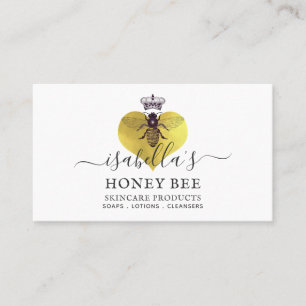 Honungsbin Heart Skinkare Guld Foil on White Visitkort