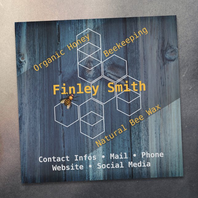 Honungsbin hexagon ・ Anpassningsbarna Blå trä stru (Skapare uppladdad)