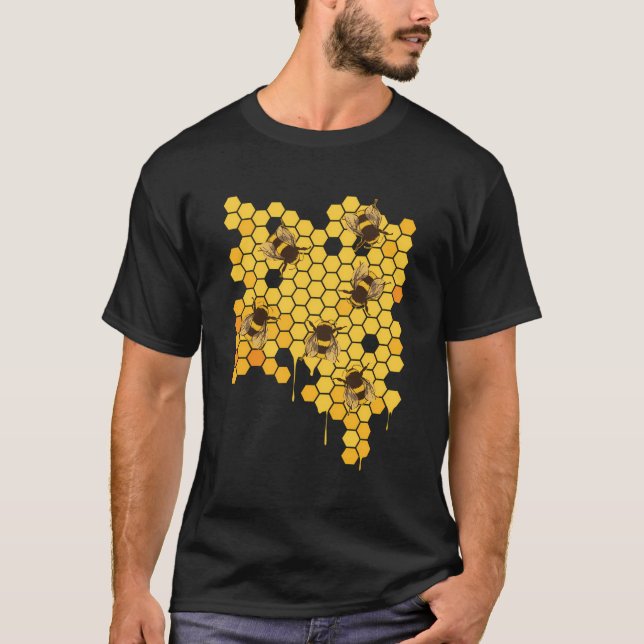 Honungsbin Hive Honeycomb Biodlingsbiodlare T Shirt (Framsida)