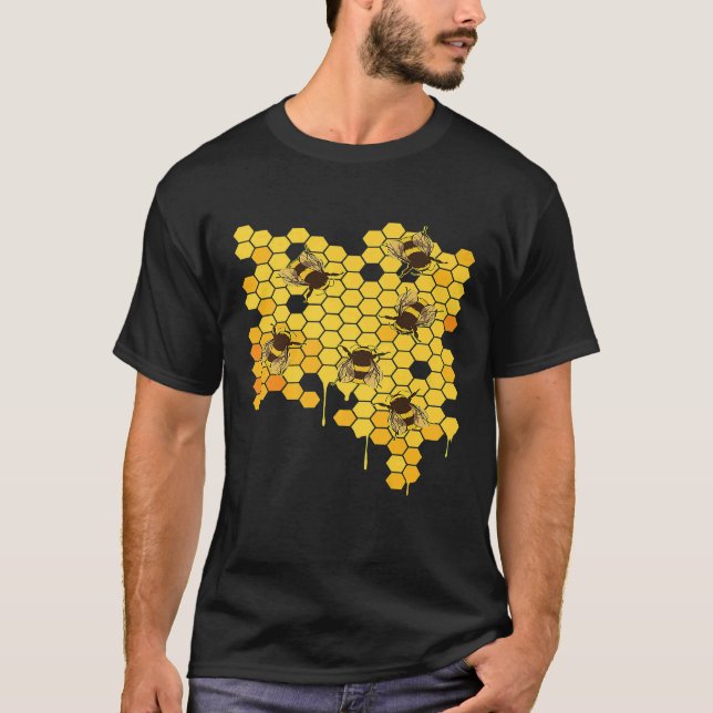 Honungsbin Hive Honeycomb Biodlingsbiodlare T Shirt (Framsida)