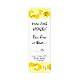 Honungsbin Honeycomb Anpassningsbar 0,75" x 2,25"  Returadress Etikett
