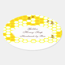 Honungsbin Honeycomb Art Editable Oval Sticker
