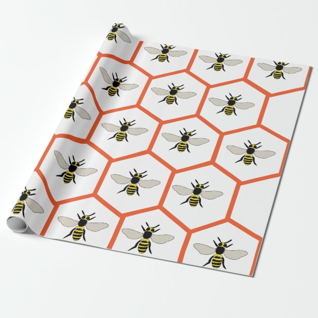 Honungsbin Honeycomb Birthday Baby Shower Presentpapper (Utrullad)