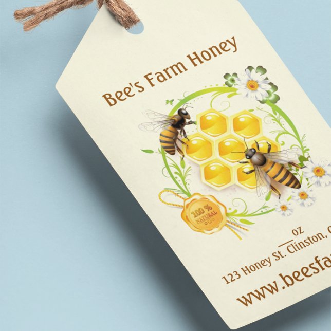 Honungsbin Honung Seller Biodling Apiarist Anpassn Presentetikett (Skapare uppladdad)
