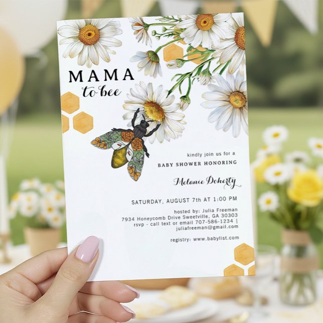 Honungsbin - inbjudan till Bee Baby Shower-Mamma | (Honey bee themed baby shower invitation)