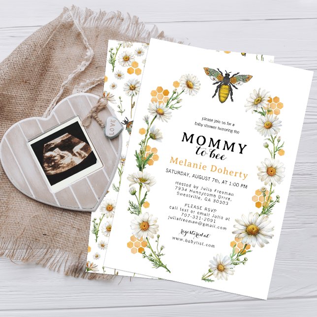 Honungsbin - inbjudan till Bee Baby Shower-Mamma | (Mommy to Bee - Baby Shower)