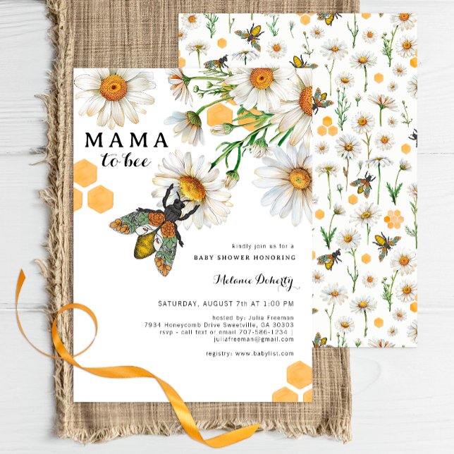 Honungsbin - inbjudan till Bee Baby Shower-Mamma | (Bee Baby Shower Invite)