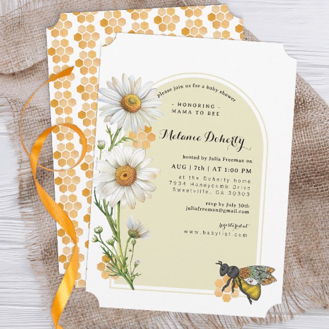 Honungsbin - inbjudan till Bee Baby Shower-Mamma | (Bee Baby Shower Invite)