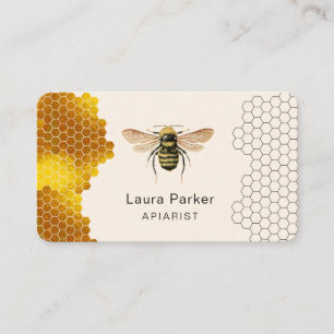 Honungsbin Keeper Honeycomb Apiarist Guld biodling Visitkort