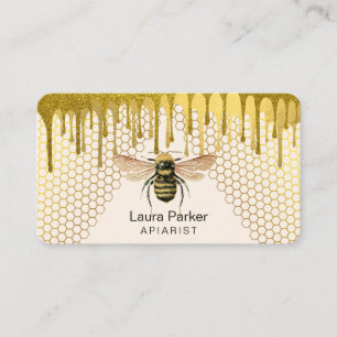 Honungsbin Keeper Honeycomb Apiarist Guld biodling Visitkort
