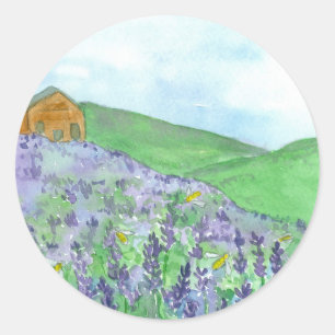 Honungsbin Lavender Fält Mountain Meadow Runt Klistermärke