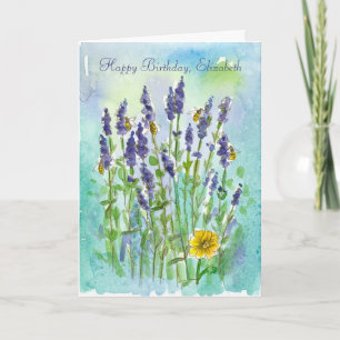 Honungsbin Lavender Personlig Grattis på födelseda Kort