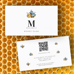 Honungsbin Luxury Monogram Minimalist QR-kod Visitkort