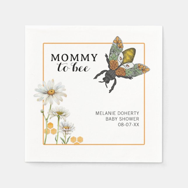Honungsbin Mamma till Bee Baby Shower Napkins | Bu Pappersservett (Framsidan)