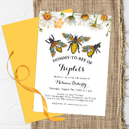 Honungsbin Mamma till Bee Triplets Baby Shower Inbjudningar