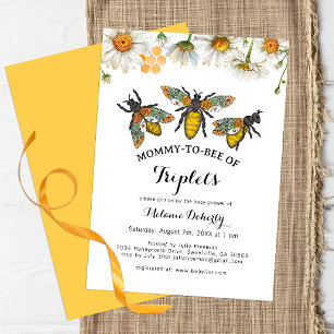 Honungsbin Mamma till Bee Triplets Baby Shower Inbjudningar