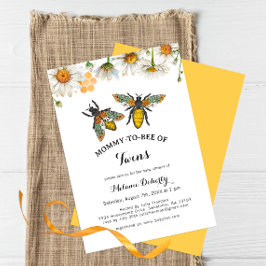 Honungsbin Mamma till Bee Twillingar Baby Shower Inbjudningar