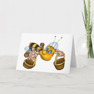 Honungsbin med Basket Roligt Busy Bee Illustration Kort