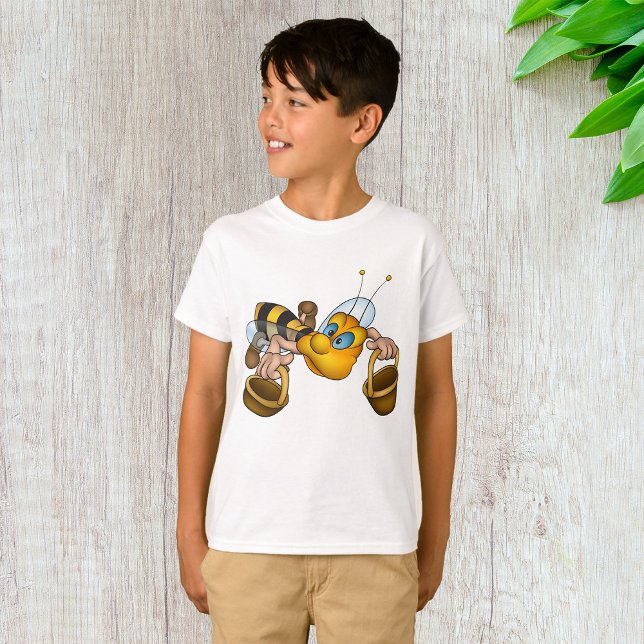 Honungsbin med Basket Roligt Busy Bee Illustration T Shirt (Skapare uppladdad)