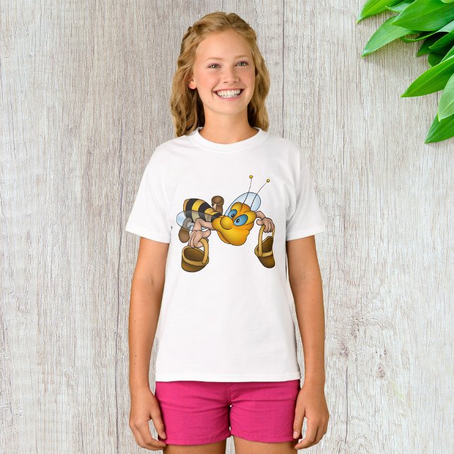 Honungsbin med Basket Roligt Busy Bee Illustration T Shirt (Skapare uppladdad)