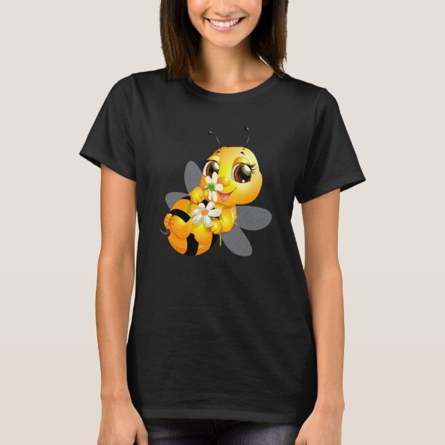 Honungsbin med Daisy flickor och kvinnor T Shirt (Framsida)
