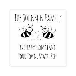 Honungsbin med Heart Adress Frimärke Självfärgande Stämpel