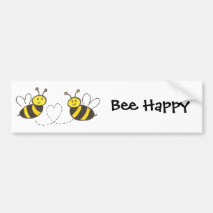 Honungsbin med Heart Bee Lycklig Bumper Sticker Bildekal