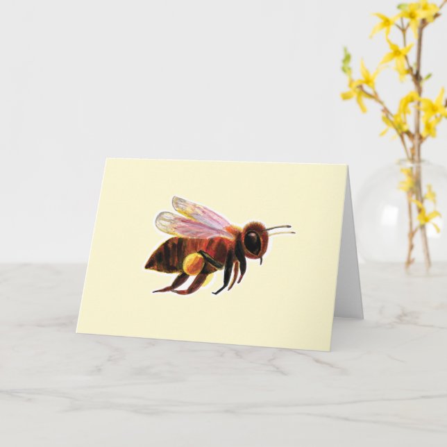 Honungsbin med pollen Basket Illustration Kort (Gul blomma)