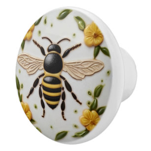 Honungsbin med söt gula blommor blommigt knopp