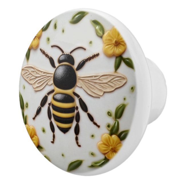 Honungsbin med söt gula blommor blommigt knopp (Höger)