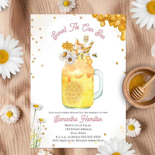Honungsbin Milkshake Blommigt Baby Shower Inbjudningar (Skapare uppladdad)