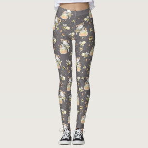 Honungsbin, mjölk och Baby-bin i sjölösa Mönster Leggings