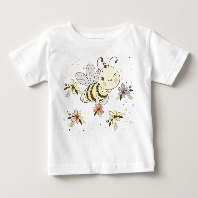 Honungsbin, mjölk och Baby-bin i sjölösa Mönster T Shirt (Framsida)