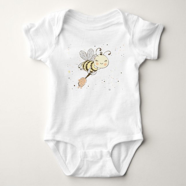 Honungsbin, mjölk och Baby-bin i sjölösa Mönster T Shirt (Framsida)