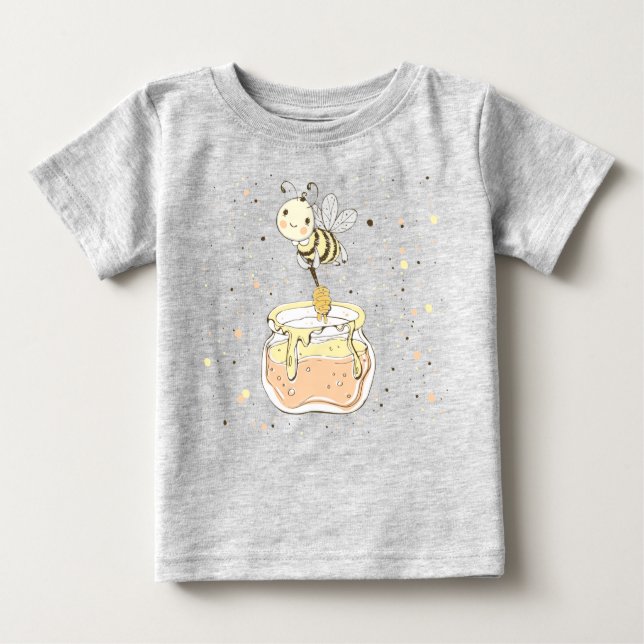 Honungsbin, mjölk och Baby-bin i sjölösa Mönster T Shirt (Framsida)