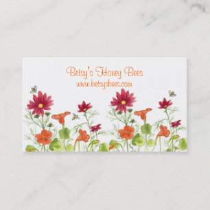 Honungsbin Nasturtium Red Painting Daisy Visitkort