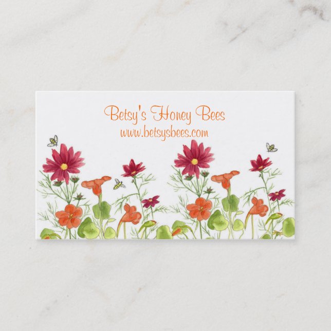 Honungsbin Nasturtium Red Painting Daisy Visitkort (Framsida)