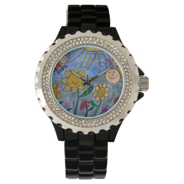 Honungsbin och blommor armbandsur (Framsida)