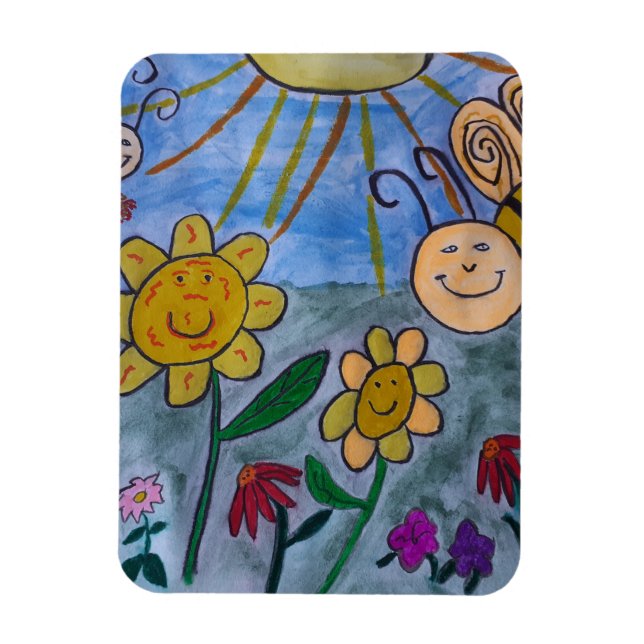 Honungsbin och blommor Flexibel magnet (Vertikal)
