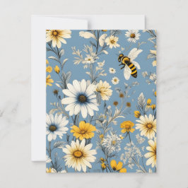 Honungsbin och Blommor Julkort