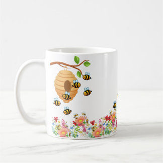 Honungsbin och blommor kaffemugg