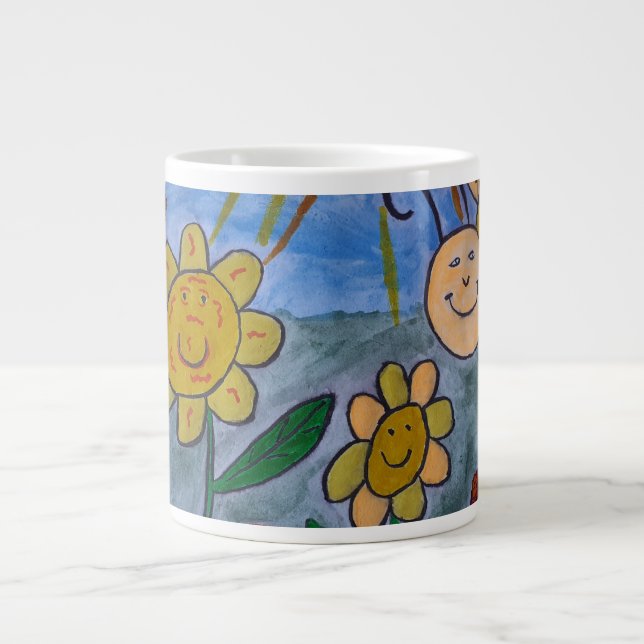 Honungsbin och blommor, stora Mugg Jumbo Mugg (Framsidan)